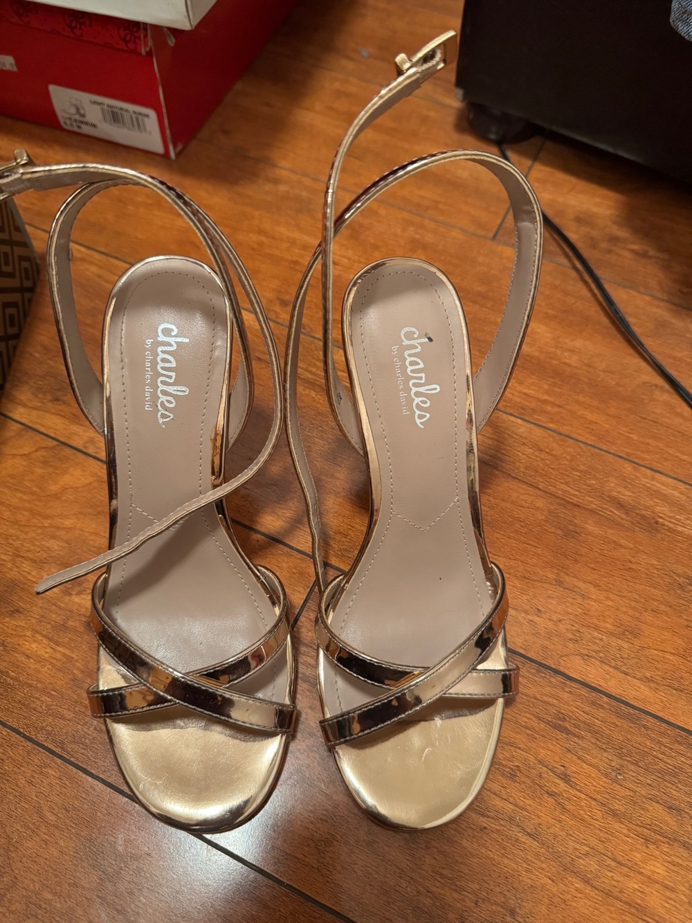 Charles by Charles David Metallic Gold Strappy Heels